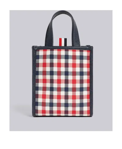 Thom Browne Mini Rwb-stripe Tote Bag In Black