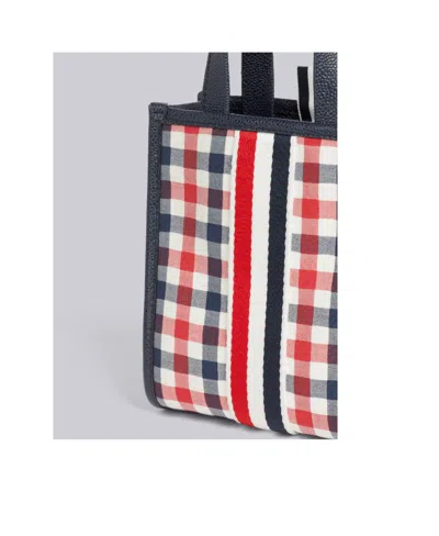 Thom Browne Mini Rwb-stripe Tote Bag In Black