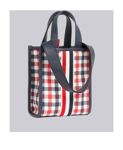 Thom Browne Mini Rwb-stripe Tote Bag In Black