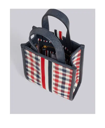 Thom Browne Mini Rwb-stripe Tote Bag In Black