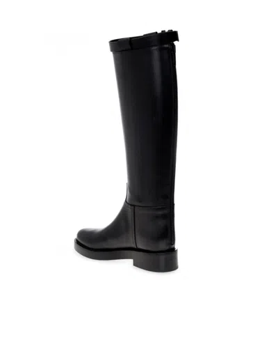 Ann Demeulemeester Buckle Detailed Round Toe Boots In Black