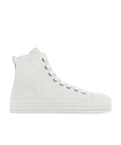 Ann Demeulemeester Flat Sole Modern High-top Sneakers In White