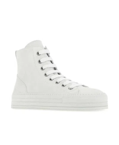 Ann Demeulemeester Flat Sole Modern High-top Sneakers In White