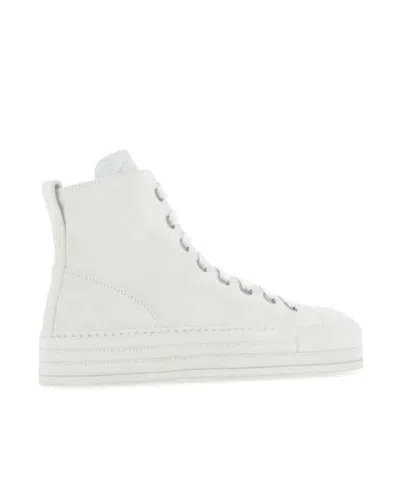 Ann Demeulemeester Flat Sole Modern High-top Sneakers In White