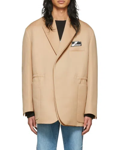 We11 Done Logo Suit Jacket In Nude