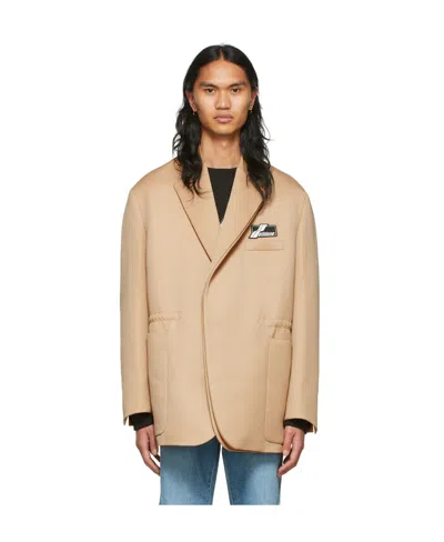 We11 Done Logo Suit Jacket In Nude