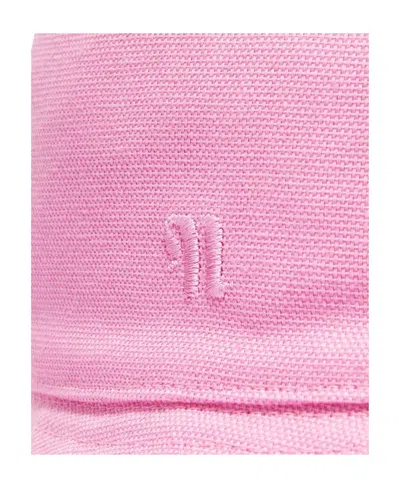 Nanushka Caran Monogram-embroidered Bucket Hat In Pink
