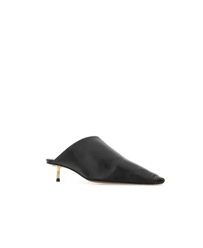 Nanushka Pointed Toe Mules With Open Back And Metal Heel In Black