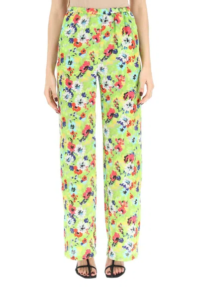 Msgm Floral Print Trousers In Green
