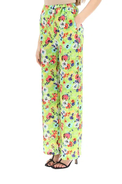 Msgm Floral Print Trousers In Green