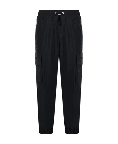 Balmain Embossed-logo Modal-blend Cargo Pants In Black