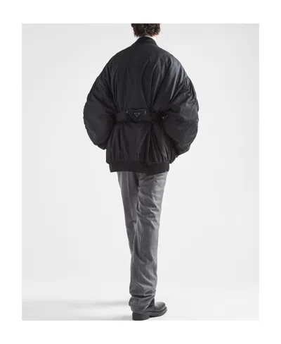 Prada Re-nylon Bomber Jacket In Black