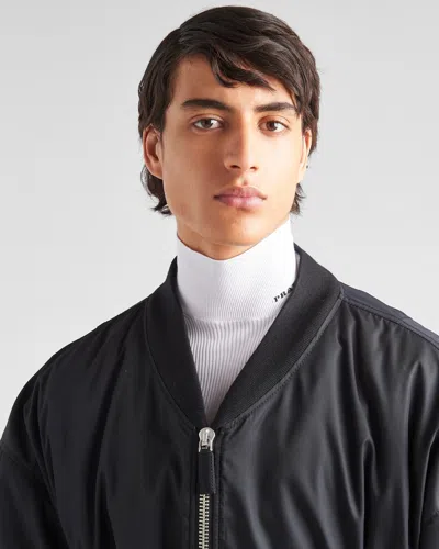 Prada Re-nylon Bomber Jacket In Black