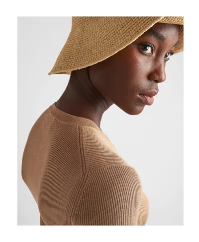 Prada Silk Sweater In Camel Brown