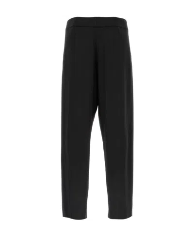 Saint Laurent Grain De Poudre Straight Trousers In Black