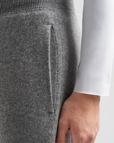 Prada Cashmere Logo Casual Pants In Gray