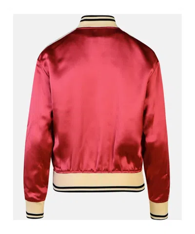 Palm Angels Tiziano Red Viscose Bomber Jacket In Red