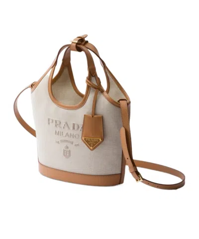 Prada Logo Print Mini Bucket Bag In Multi