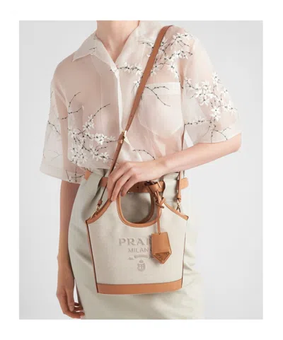 Prada Logo Print Mini Bucket Bag In Multi