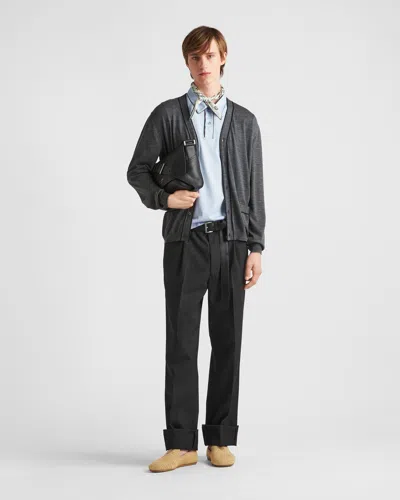 Prada Wool Cardigan In Gray