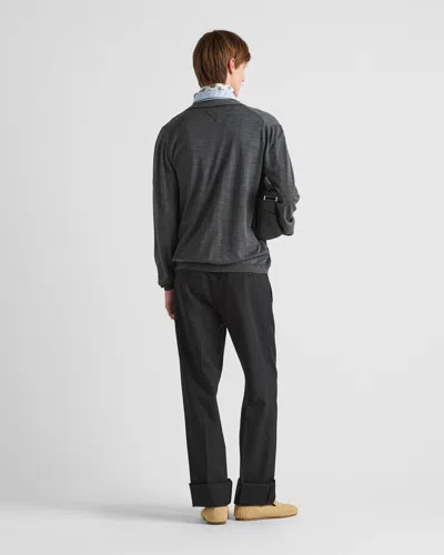 Prada Wool Cardigan In Gray