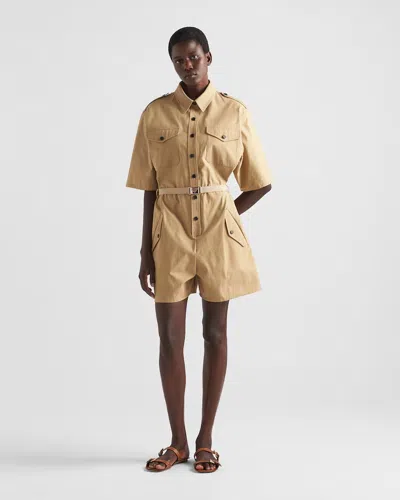 Prada Tuta In Cotone Kaki Donna In Green