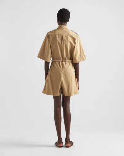 Prada Tuta In Cotone Kaki Donna In Green