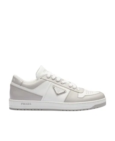 Prada Two-tone Leather Downtown Sneakers In Neutral