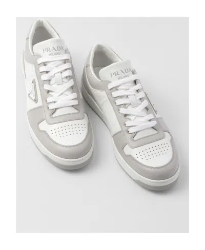 Prada Two-tone Leather Downtown Sneakers In Neutral