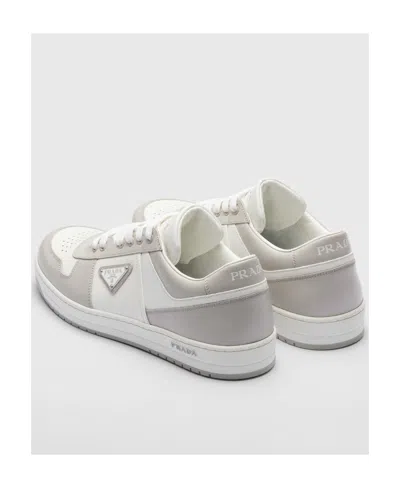 Prada Two-tone Leather Downtown Sneakers In Neutral