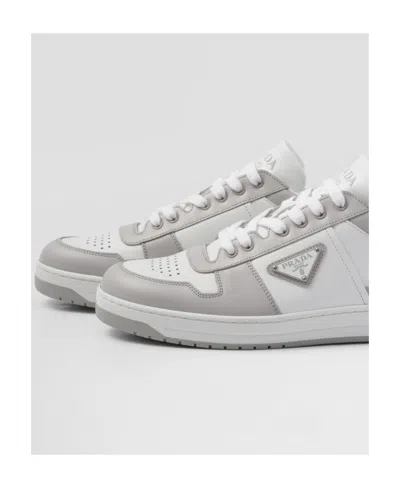 Prada Two-tone Leather Downtown Sneakers In Neutral