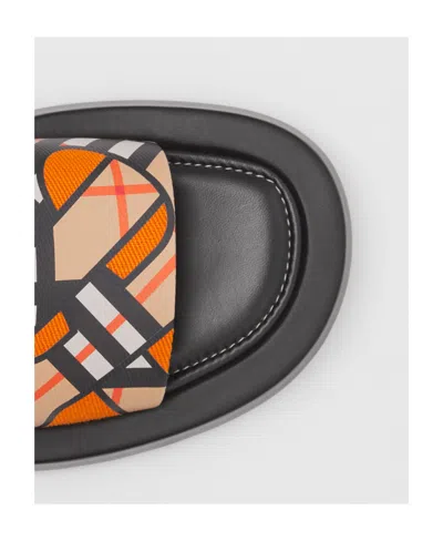 Burberry Monogram-print Canvas Slides In Black
