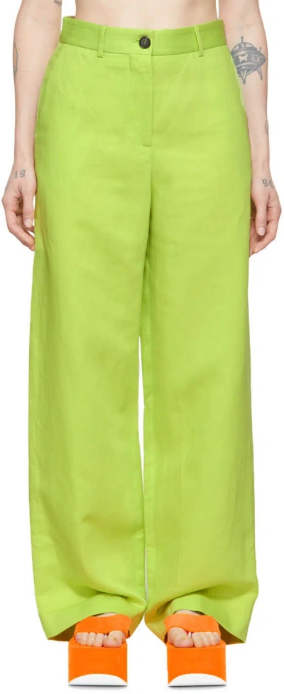 Msgm Logo Casual Pants In Green