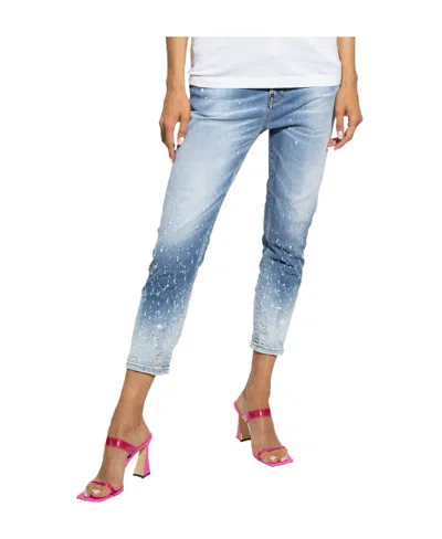 Dsquared2 Cropped Distressed-effect Skinny Jeans In Blue