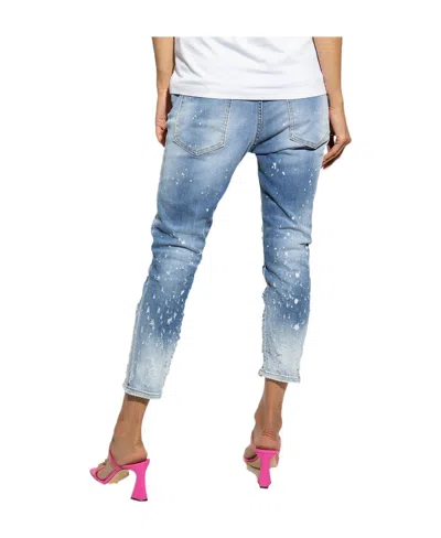 Dsquared2 Cropped Distressed-effect Skinny Jeans In Blue
