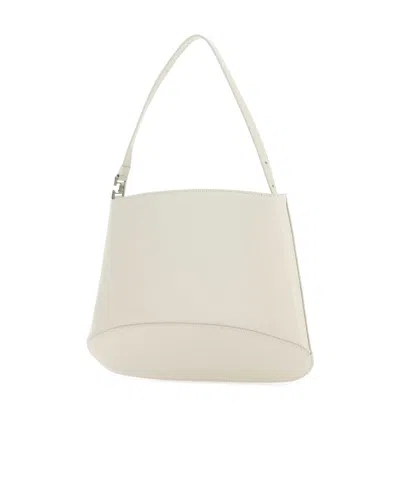 Low Classic Structured Leather Shoulder Bag In White