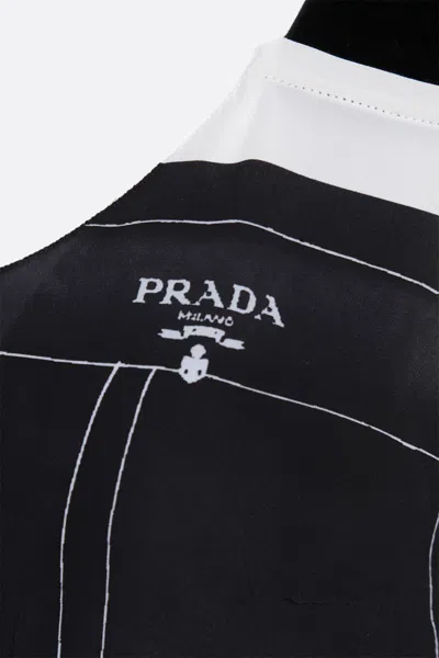 Prada Printed Silk Dress In Blue