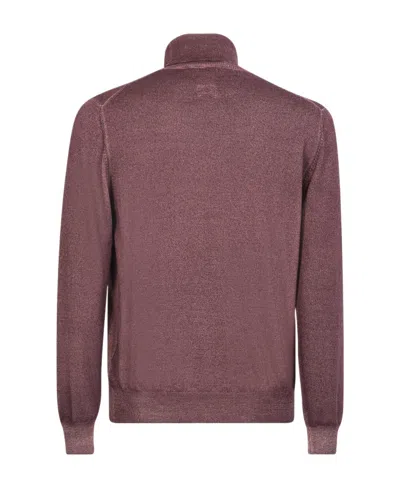 Lardini Burgundy High Neck Pullover In Red