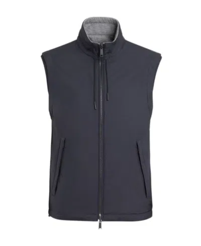 Zegna Reversible Brezza Vest In Black