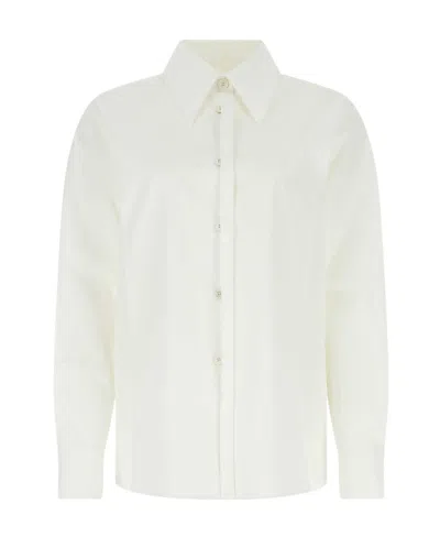 Jil Sander Buttoned Cuff Long Sleeve Top In White