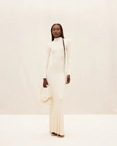 Jacquemus Lenzuolo Pleated Long Dress In White