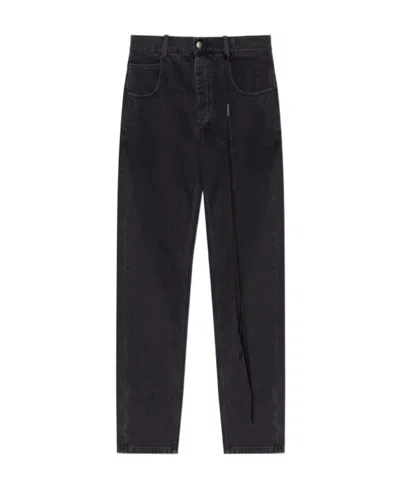 Ann Demeulemeester Herme 5 Pockets Slim Fit Cropped Trousers Denim In Black