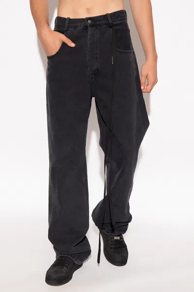 Ann Demeulemeester Herme 5 Pockets Slim Fit Cropped Trousers Denim In Black