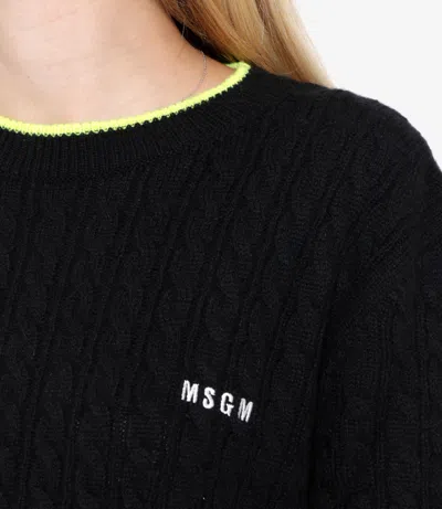Msgm Long-sleeved Sweater In Black