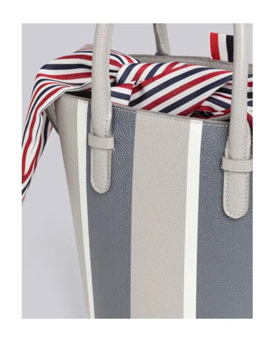 Thom Browne Rwb Stripe Lining Bucket Bag In Medium Gray