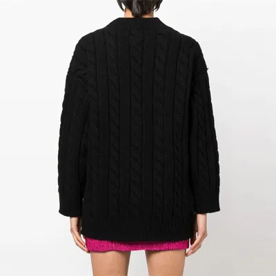 Prada V Neck Cable Knit Cardigan In Luxurious Wool Blend In Black