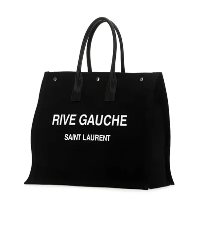 Saint Laurent Rive Gauche Tote Bag In Canvas In Black