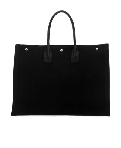 Saint Laurent Rive Gauche Tote Bag In Canvas In Black