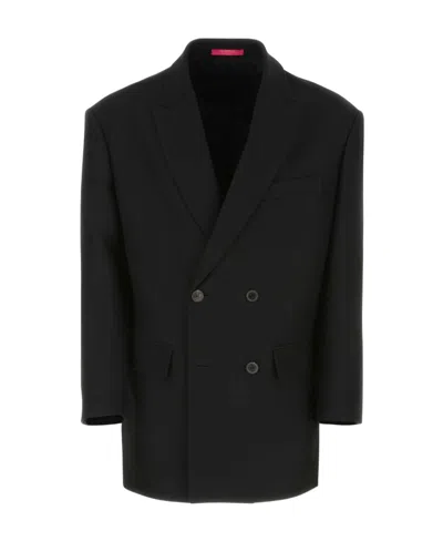 Valentino Double Breast Wool Blazer In Black