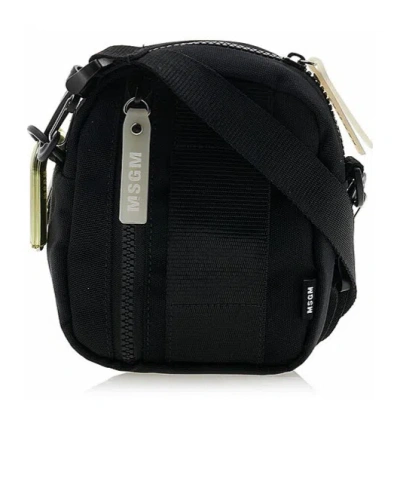 Msgm Logo Shoulder Bag In Black